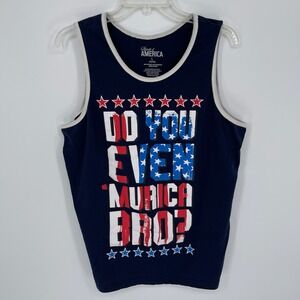 Spirit of America Men's Blue Murica Bro USA 4th Of July Graphic Tank Top Size L